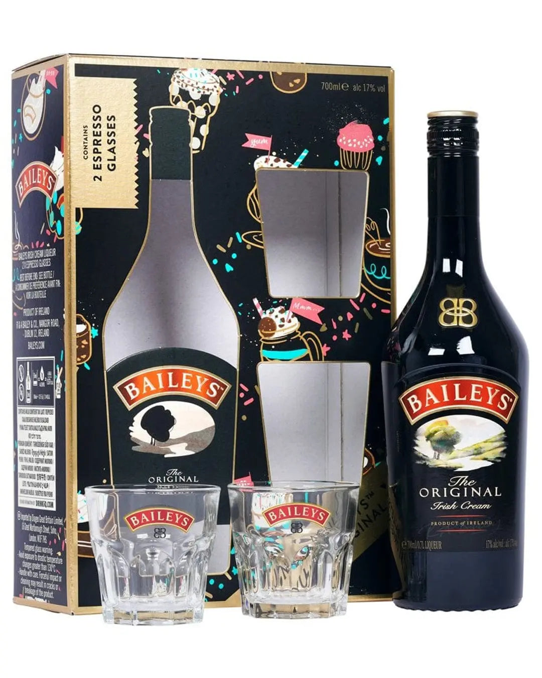 Baileys Original Irish Cream Liqueur Gift Pack With 2 Espresso Glasses, 70 cl Liqueurs & Other Spirits