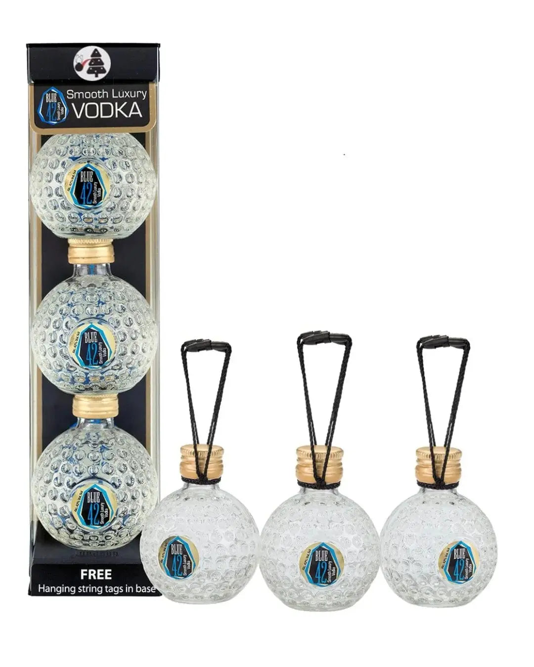 Blue 42 Vodka Festive Hanging Miniature Set, 3 x 5 cl Spirit Miniatures