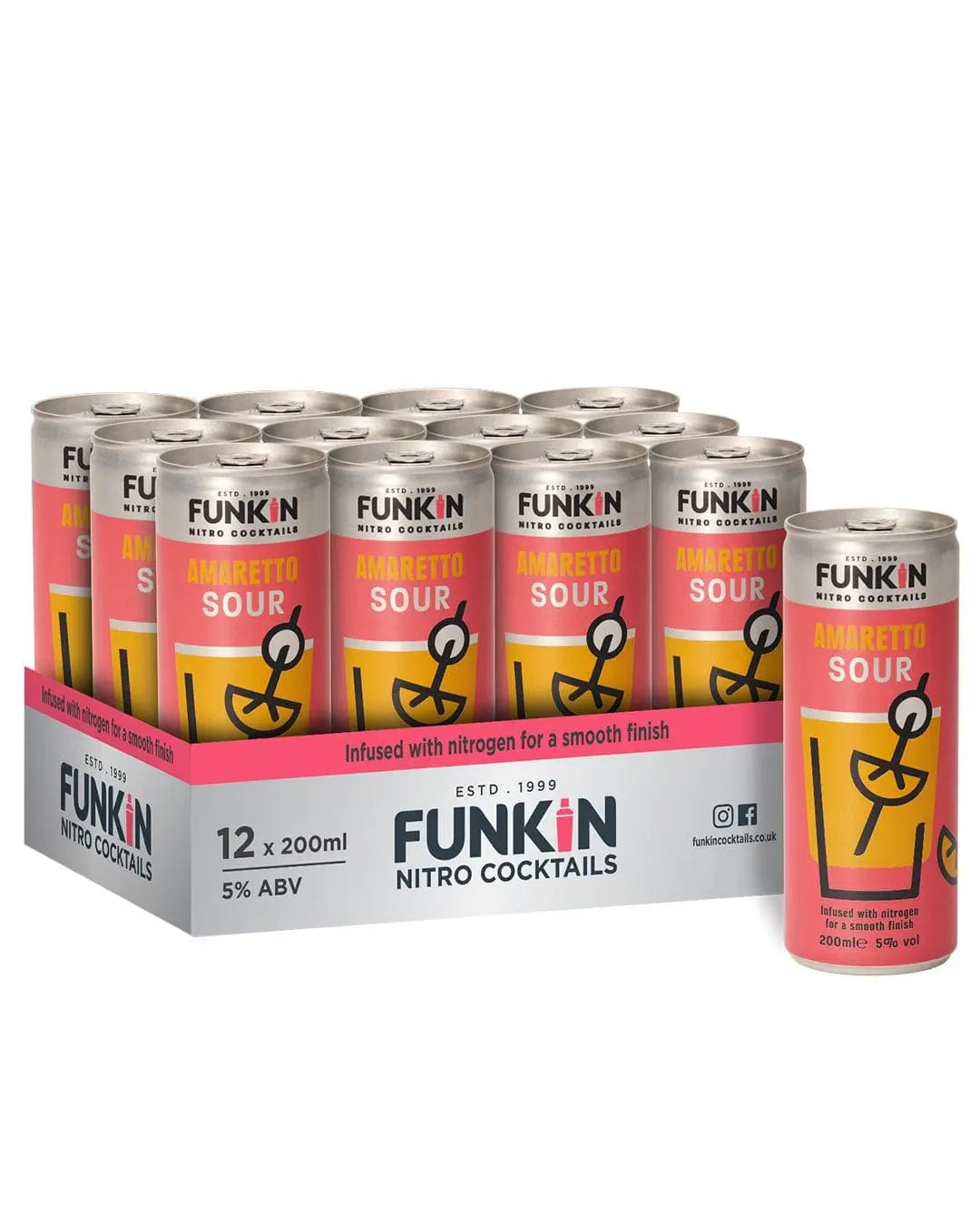 Funkin Nitro Amaretto Sour Can Multipack, 12 x 200 ml Ready Made Cocktails