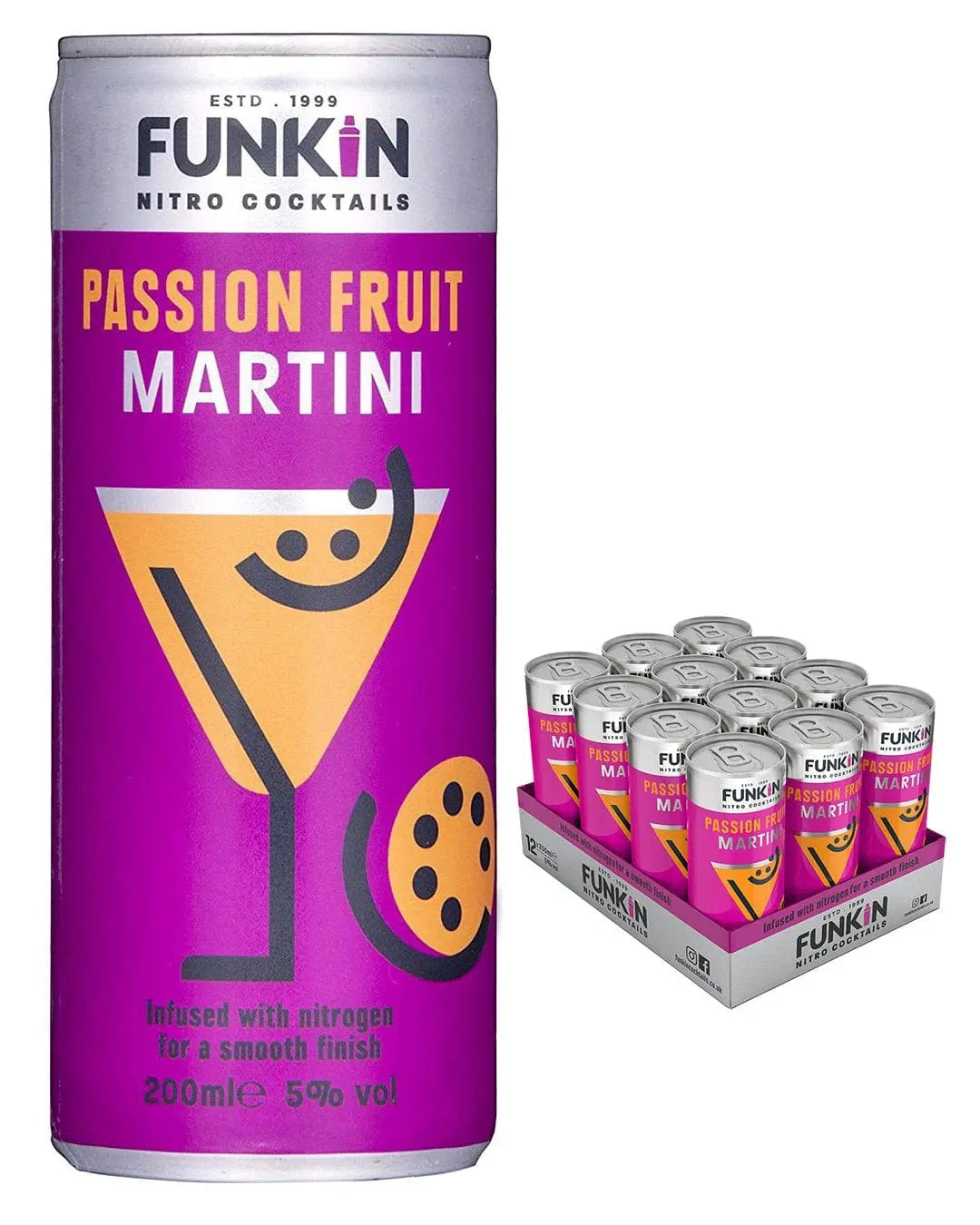 Funkin Nitro Passion Fruit Martini Can Multipack, 12 x 200 ml Ready Made Cocktails 5060065301806