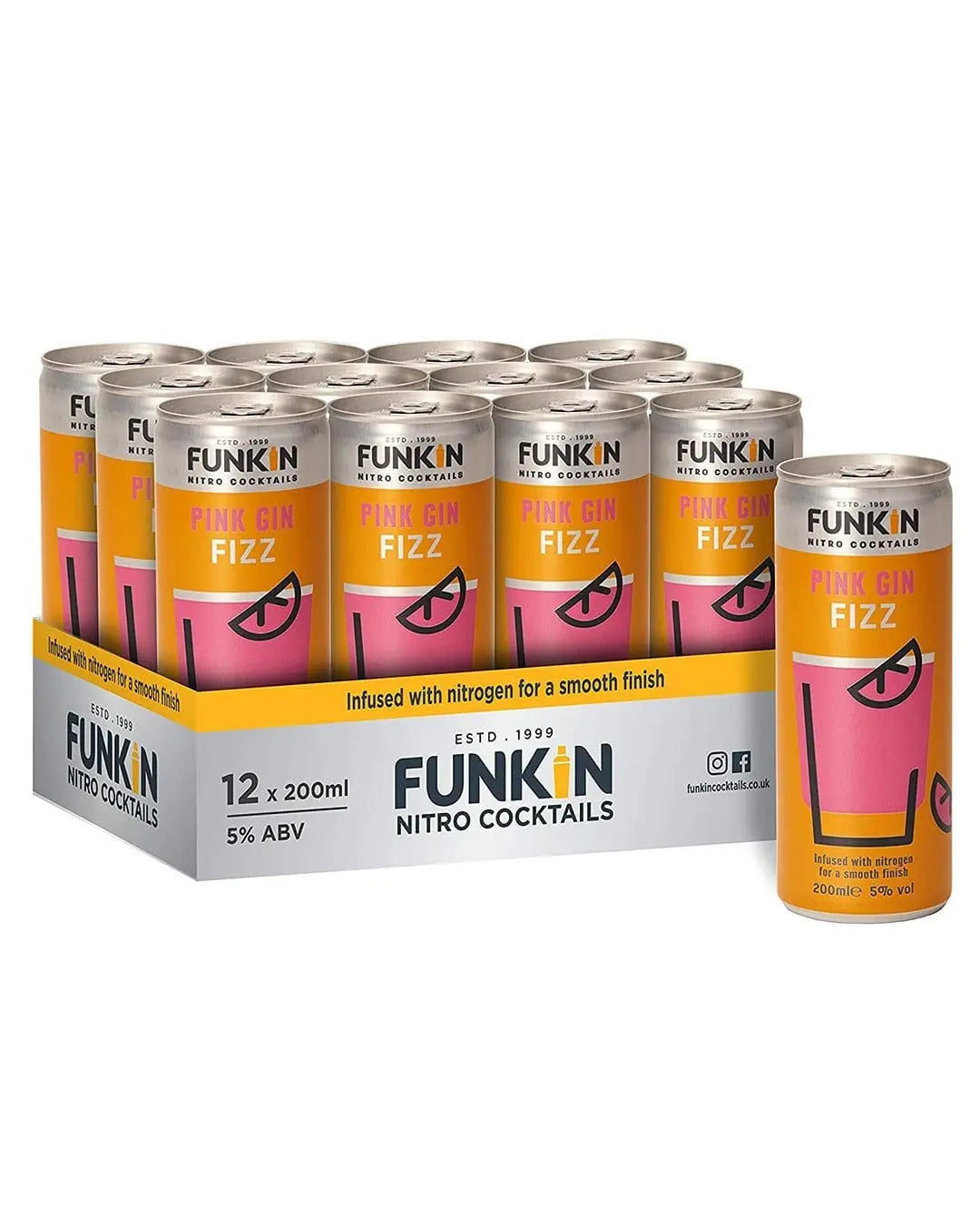 Funkin Nitro Pink Gin Fizz Can, 1 x 200 ml Ready Made Cocktails