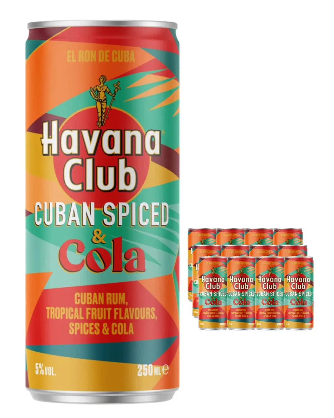 Havana Club Cuban Spiced & Cola Premixed Can Multipack, 12 x 250 ml Ready Made Cocktails