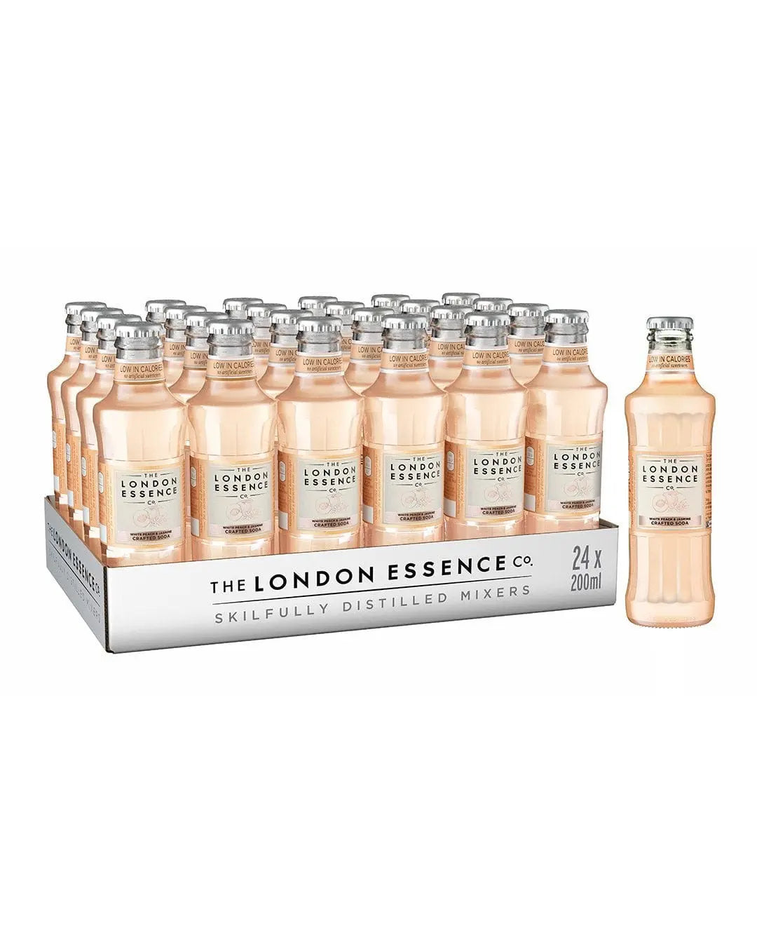 London Essence Company White Peach & Jasmine Crafted Soda Water Bottle Multipack, 24 x 200 ml Tonics