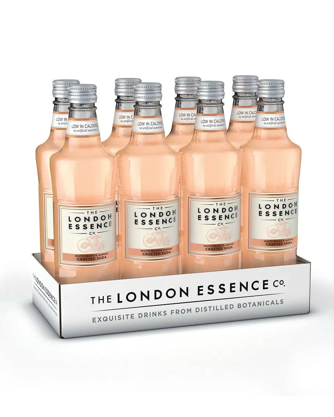 London Essence Company White Peach & Jasmine Crafted Soda Water Bottle Multipack, 8 x 500 ml Tonics