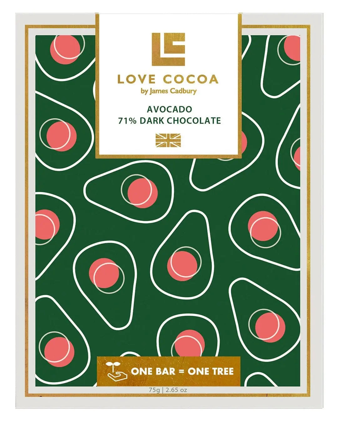 Love Cocoa Avocado 71% Vegan Dark Chocolate Bar, 75 g Chocolate