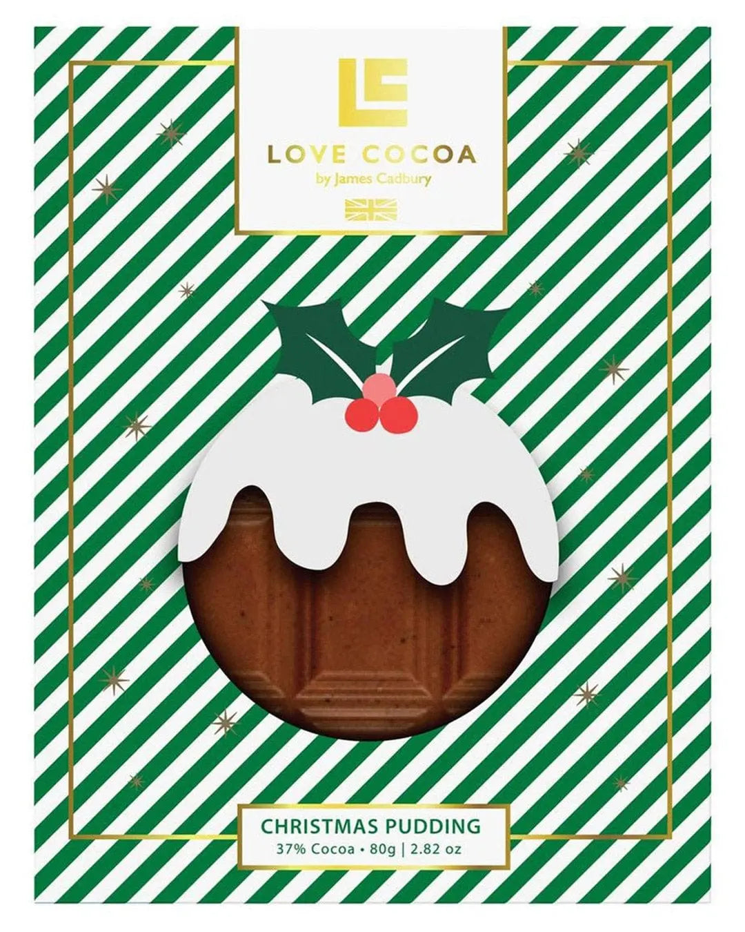 Love Cocoa Christmas Pudding Milk Chocolate Bar, 75 g Chocolate