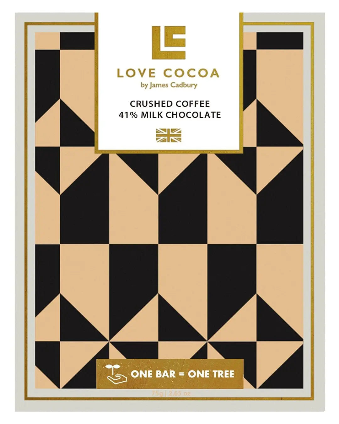 Love Cocoa Crushed Coffee 41% Milk Chocolate Bar, 75 g Chocolate