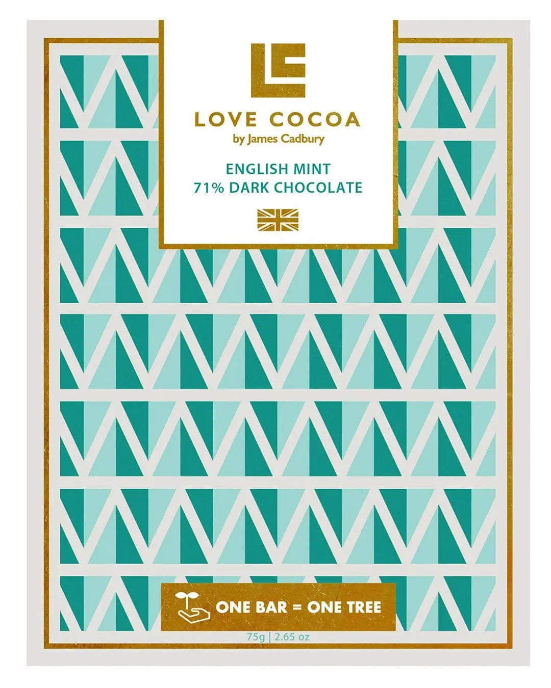 Love Cocoa English Mint 71% Dark Chocolate Bar, 75 g Chocolate