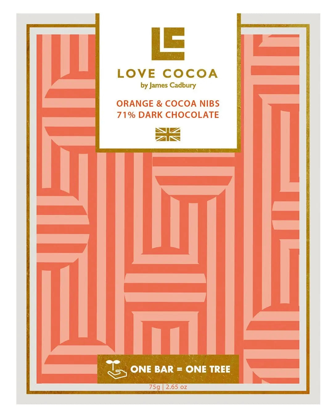 Love Cocoa Orange & Cocoa Nibs 71% Dark Chocolate Bar, 75 g Chocolate