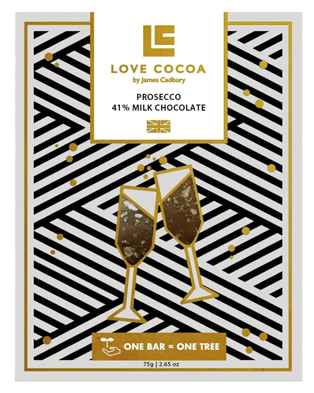 Love Cocoa Prosecco 41% Milk Chocolate Bar, 75 g Chocolate