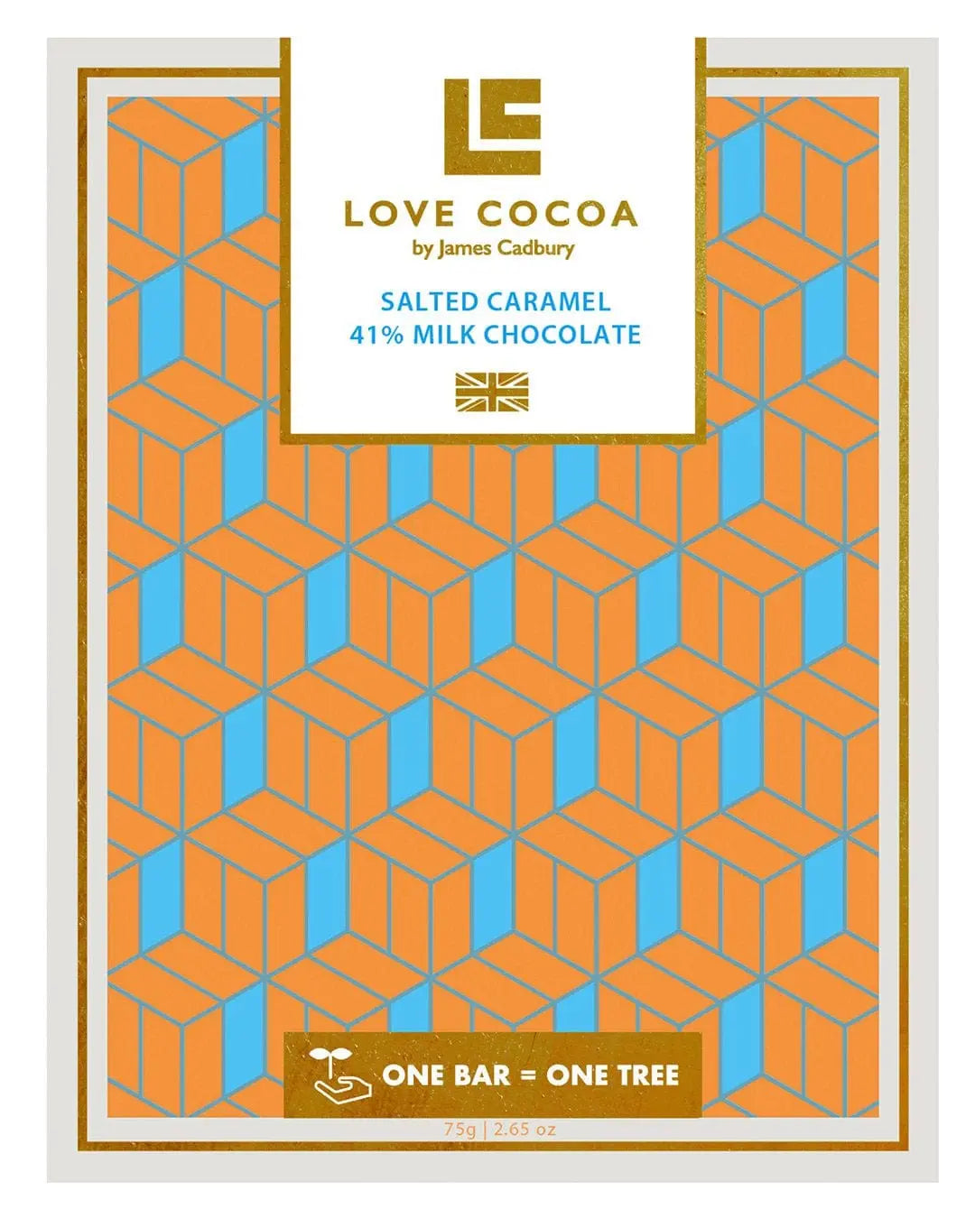 Love Cocoa Salted Caramel 41% Milk Chocolate Bar, 75 g Chocolate
