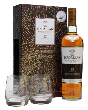 Macallan 12 Year Old Sherry Oak Whisky with Two Glasses Gift Set, 70 cl Whisky 5010314017408