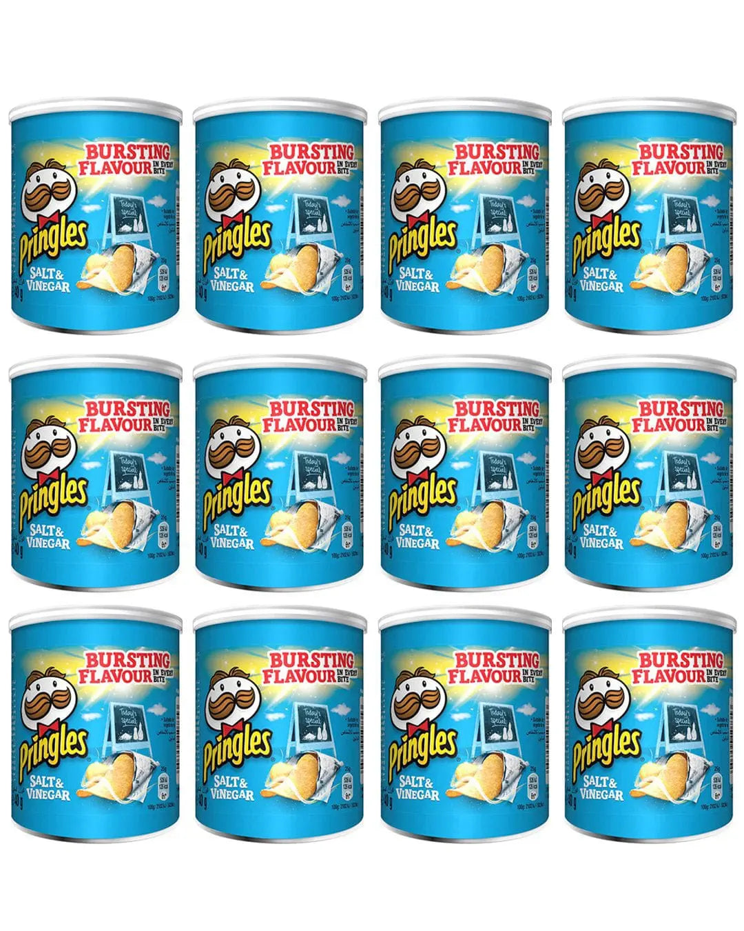 Pringles Salt & Vinegar Crisps Tub Multipack, 12 x 40 g Snacks