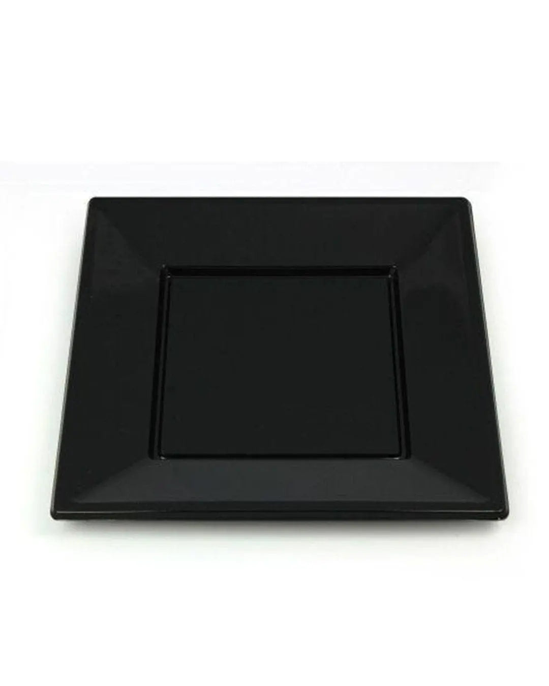 Square Black Plastic Plates 18cm Pack Size 10 Partyware 5033298005704