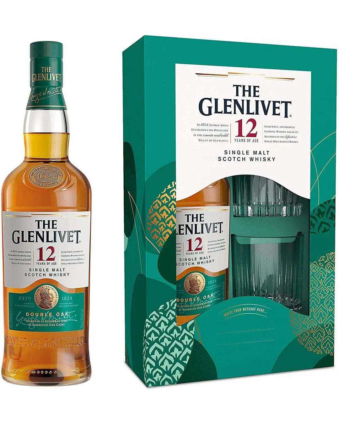 The Glenlivet 12 Year Old Single Malt Scotch Whisky Gift Pack with Two Glasses, 70 cl Whisky