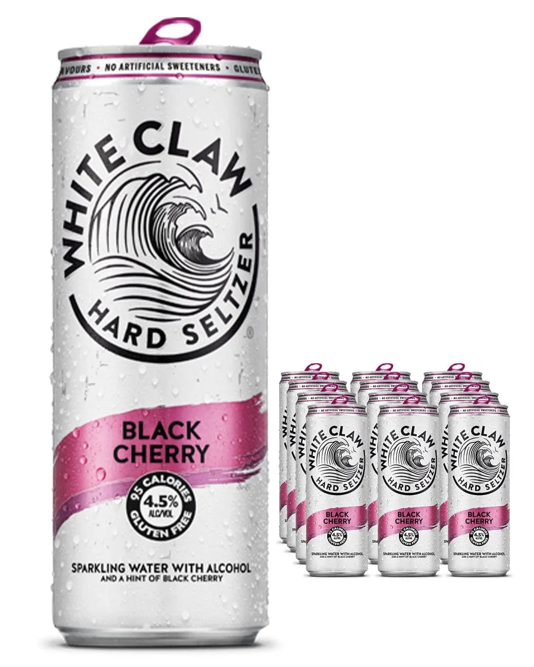 White Claw Black Cherry Hard Seltzer Premixed Can Multipack, 12 x 330 ml Ready Made Cocktails